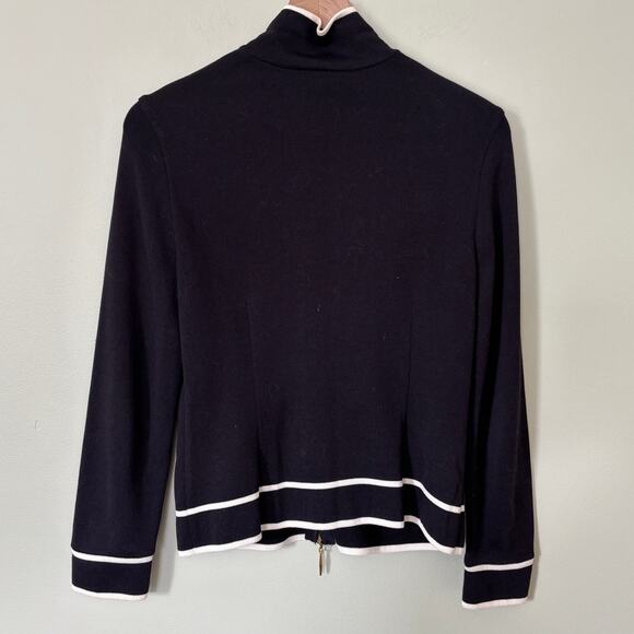 Escada Stile Knit Zip Up sweater Cardigan Black Size 36 / US6 - Picture 2 of 8